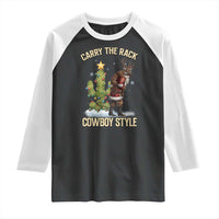 Funny Santa Hunting Raglan Shirt Carry The Rack Cowboy Style - Wonder Print Shop