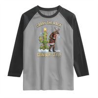 Funny Santa Hunting Raglan Shirt Carry The Rack Cowboy Style - Wonder Print Shop