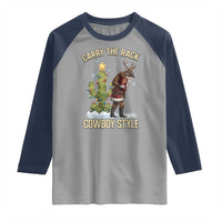 Funny Santa Hunting Raglan Shirt Carry The Rack Cowboy Style - Wonder Print Shop