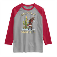 Funny Santa Hunting Raglan Shirt Carry The Rack Cowboy Style - Wonder Print Shop