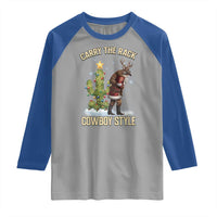 Funny Santa Hunting Raglan Shirt Carry The Rack Cowboy Style - Wonder Print Shop