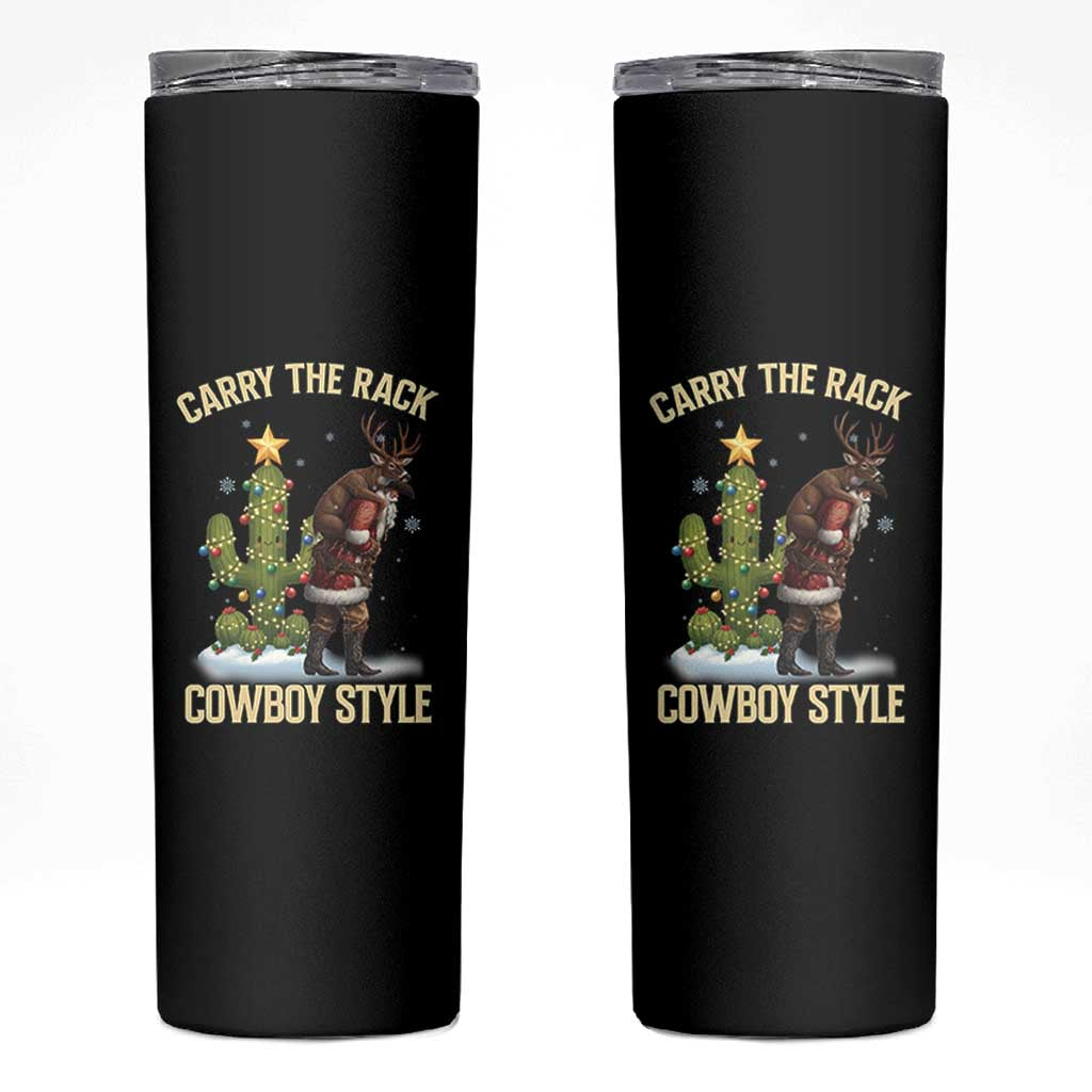 Funny Santa Hunting Skinny Tumbler Carry The Rack Cowboy Style - Wonder Print Shop