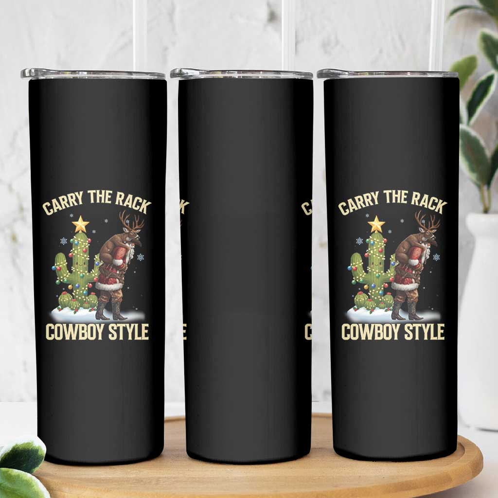 Funny Santa Hunting Skinny Tumbler Carry The Rack Cowboy Style - Wonder Print Shop