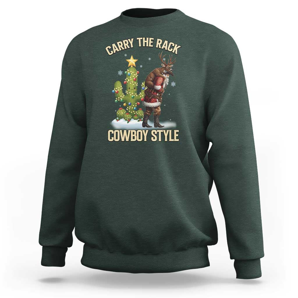 Funny Santa Hunting Sweatshirt Carry The Rack Cowboy Style - Wonder Print Shop