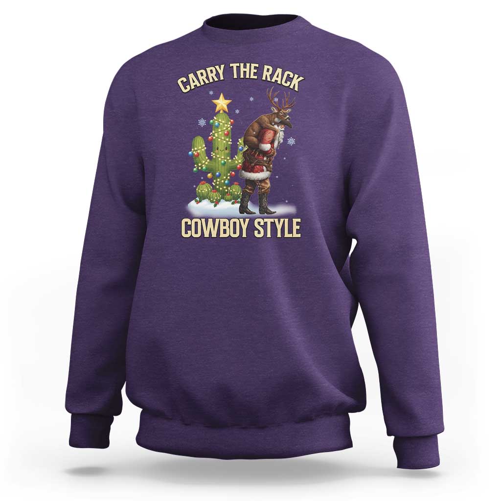 Funny Santa Hunting Sweatshirt Carry The Rack Cowboy Style - Wonder Print Shop