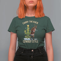 Funny Santa Hunting T Shirt For Women Carry The Rack Cowboy Style - Wonder Print Shop