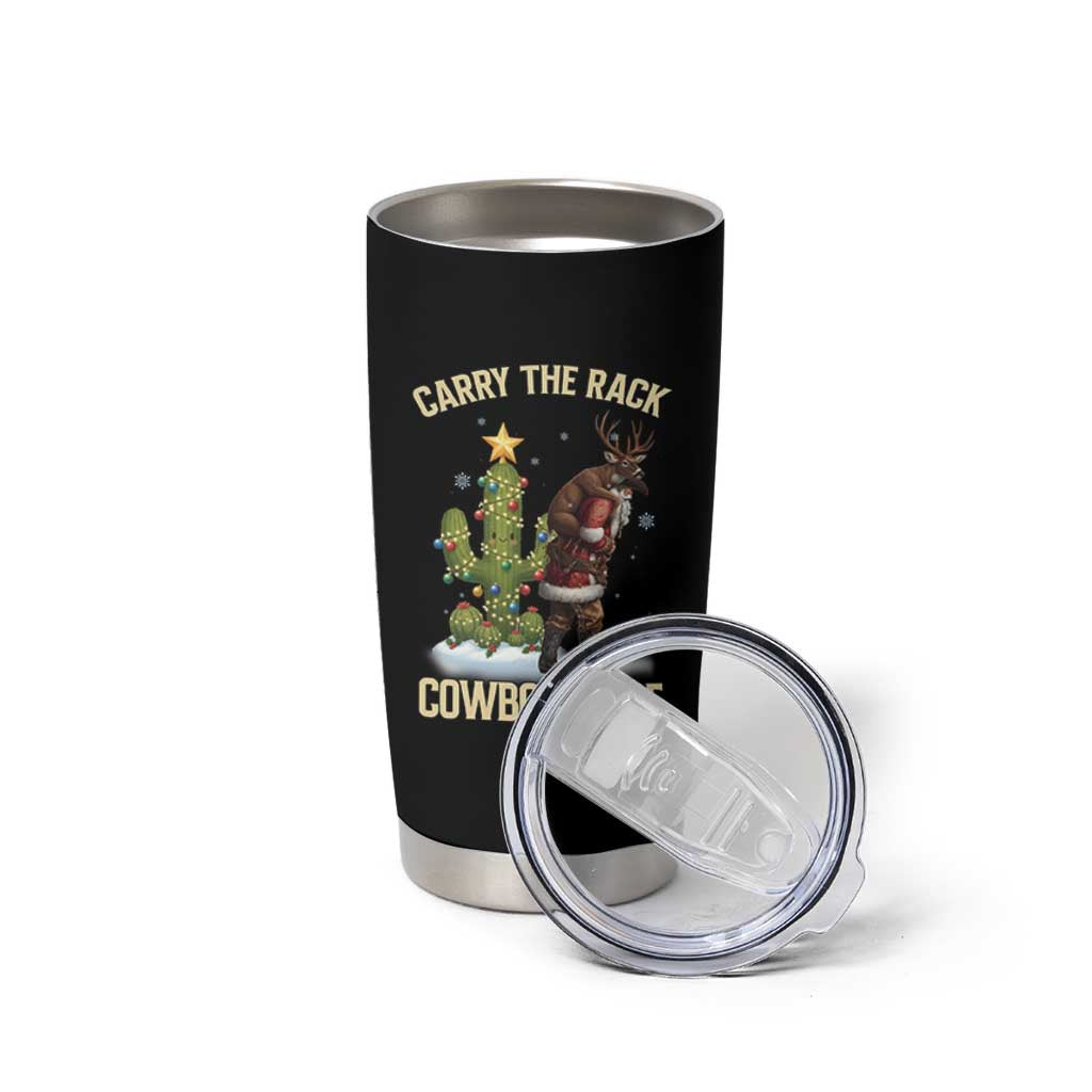 Funny Santa Hunting Tumbler Cup Carry The Rack Cowboy Style - Wonder Print Shop