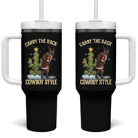 Funny Santa Hunting Tumbler With Handle Carry The Rack Cowboy Style - Wonder Print Shop