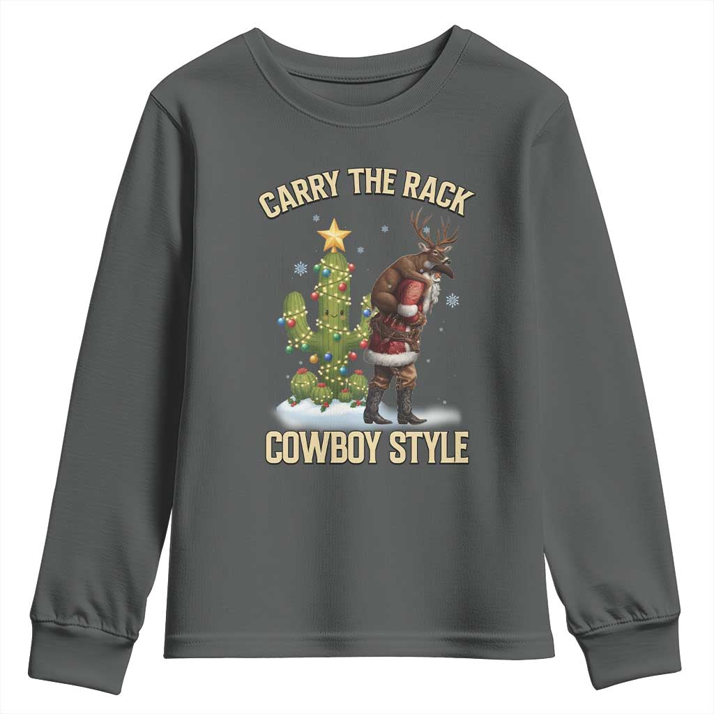Funny Santa Hunting Youth Sweatshirt Carry The Rack Cowboy Style - Wonder Print Shop