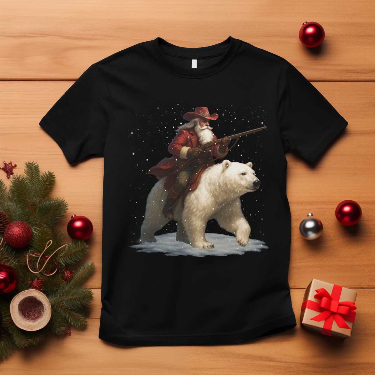 Funny Santa Gun Christmas T Shirt - Wonder Print Shop