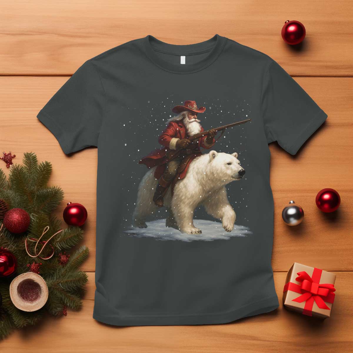 Funny Santa Gun Christmas T Shirt - Wonder Print Shop