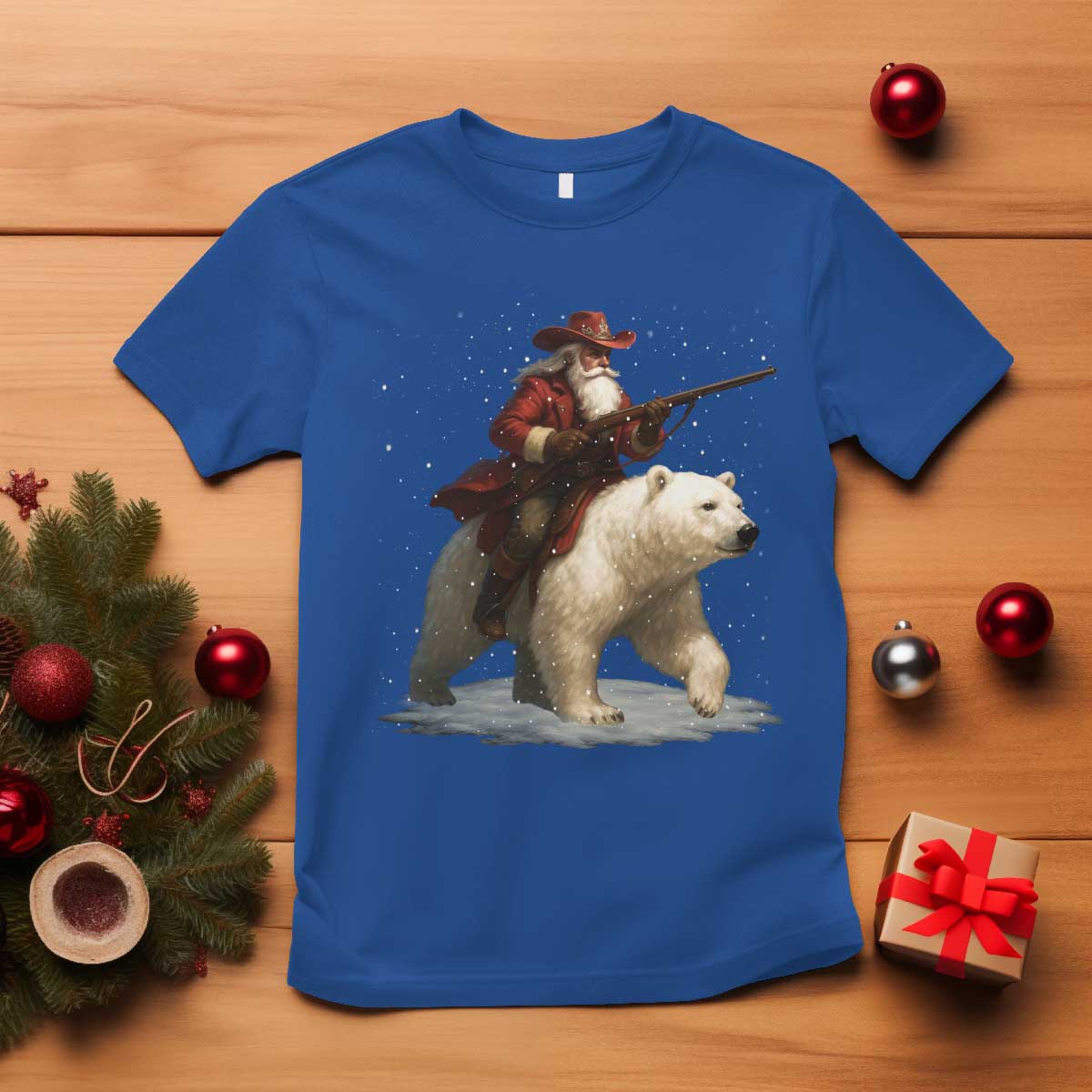 Funny Santa Gun Christmas T Shirt - Wonder Print Shop