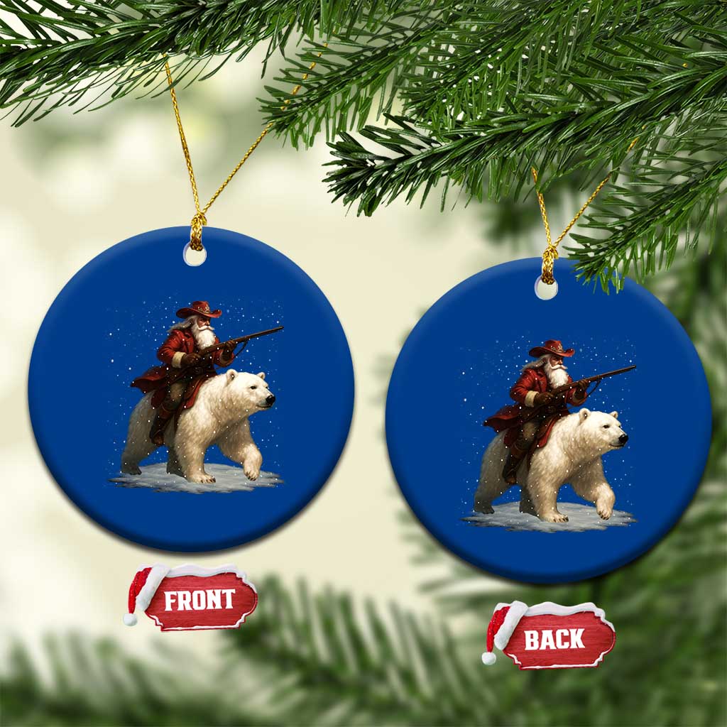 Funny Santa Gun Christmas Ceramic Ornament - Wonder Print Shop