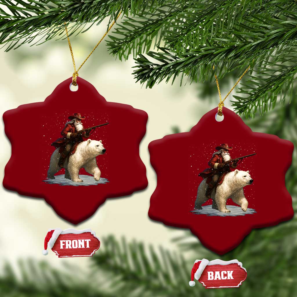 Funny Santa Gun Christmas Ceramic Ornament - Wonder Print Shop