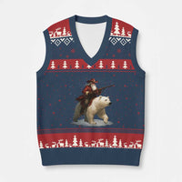 Funny Santa Gun Xmas V-Neck Knit Sweater Vest - Wonder Print Shop