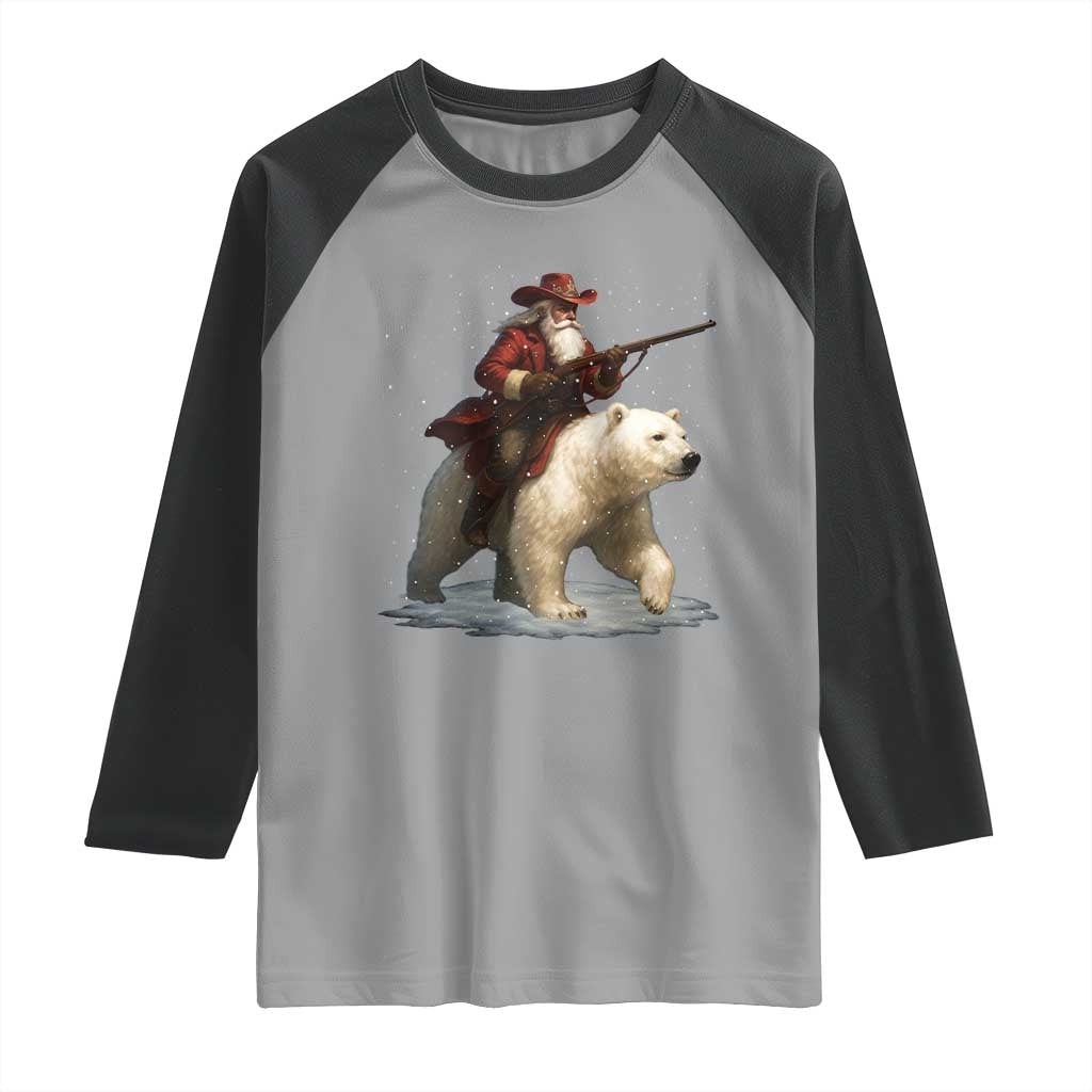 Funny Santa Gun Christmas Raglan Shirt - Wonder Print Shop