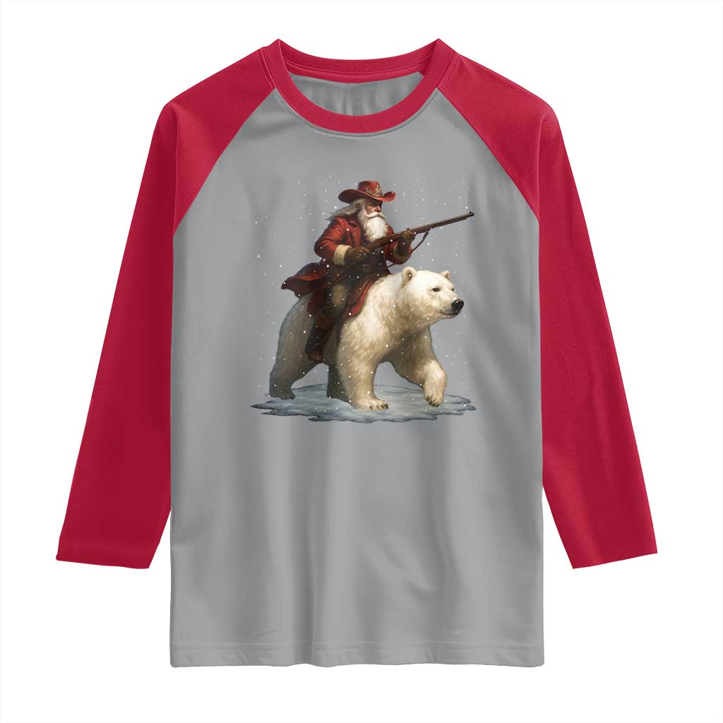 Funny Santa Gun Christmas Raglan Shirt - Wonder Print Shop