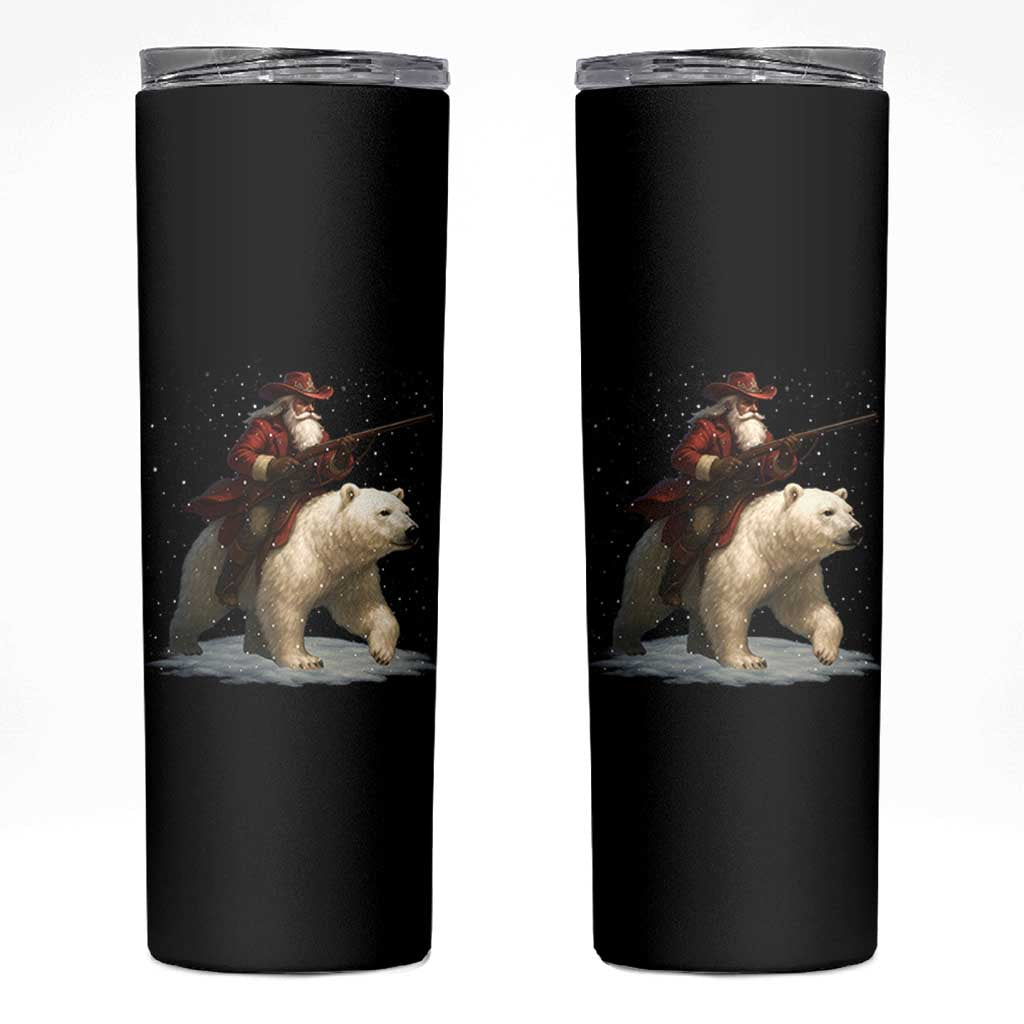 Funny Santa Gun Christmas Skinny Tumbler - Wonder Print Shop