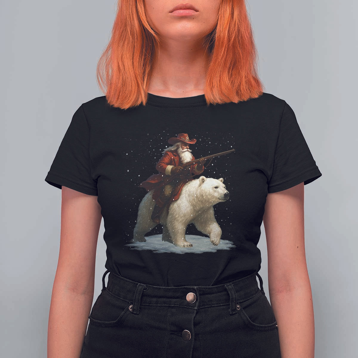 Funny Santa Gun Christmas T Shirt For Women - Wonder Print Shop