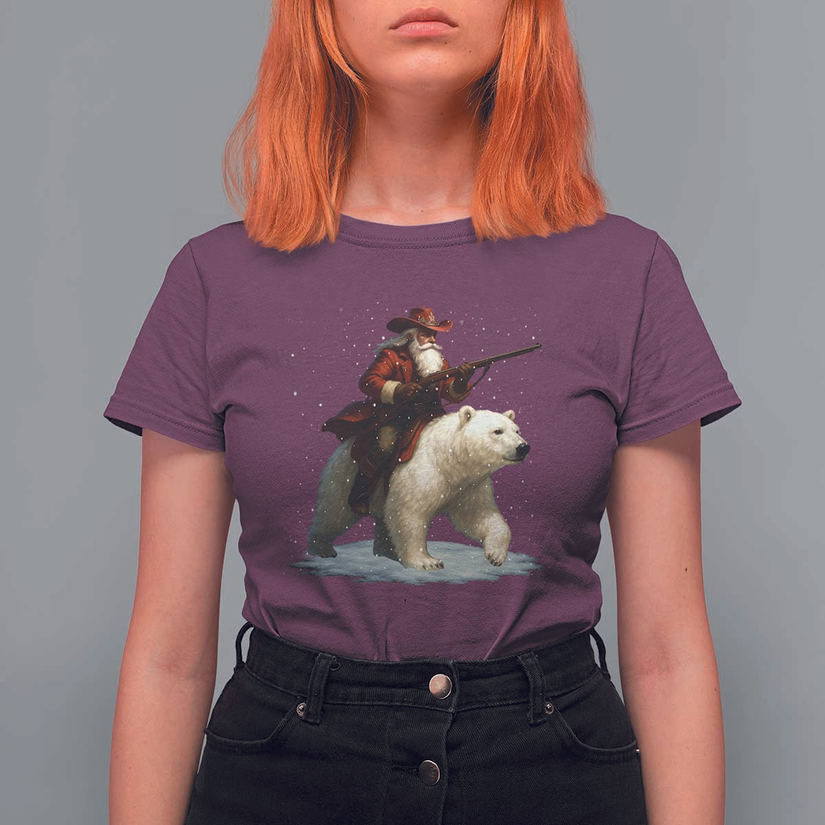 Funny Santa Gun Christmas T Shirt For Women - Wonder Print Shop