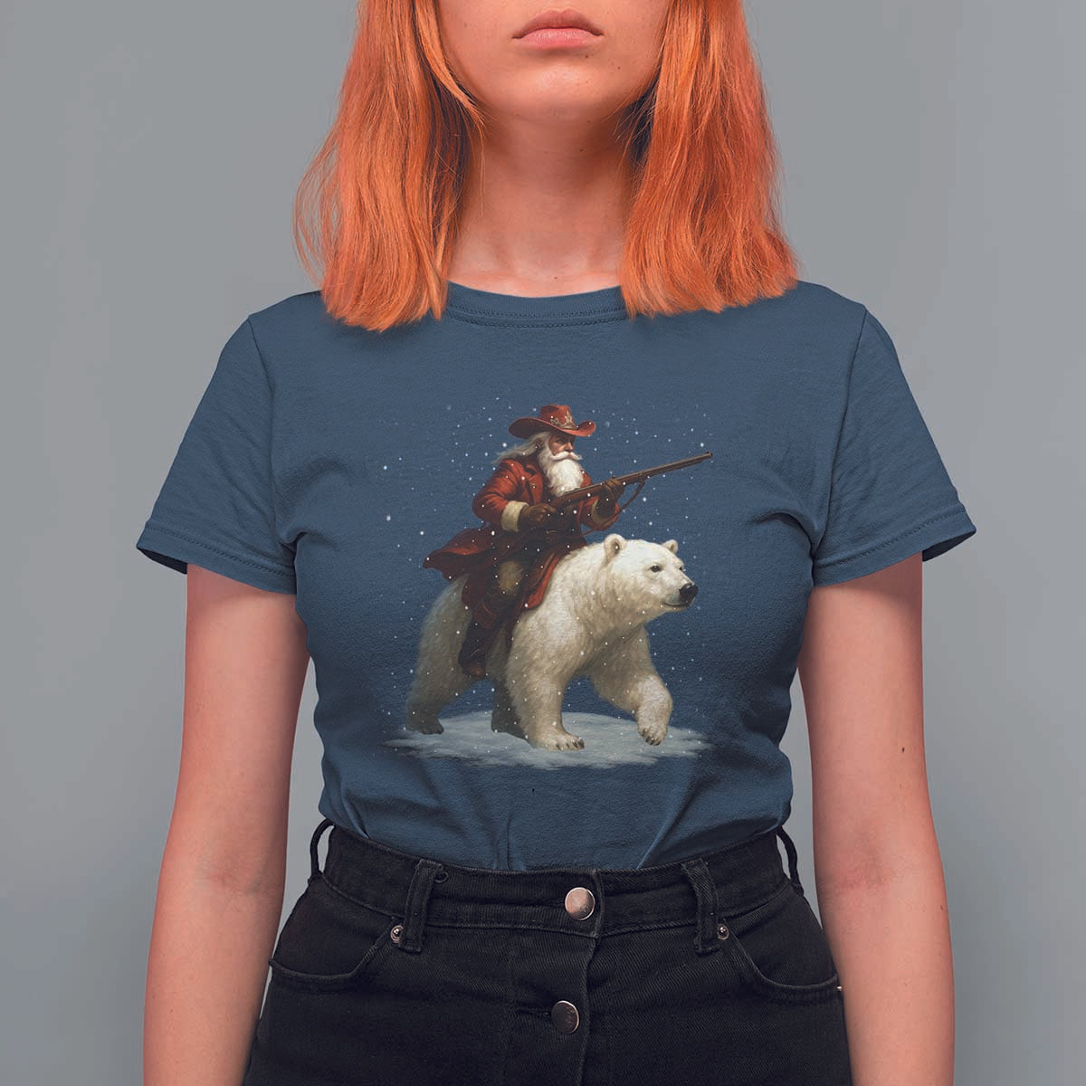 Funny Santa Gun Christmas T Shirt For Women - Wonder Print Shop