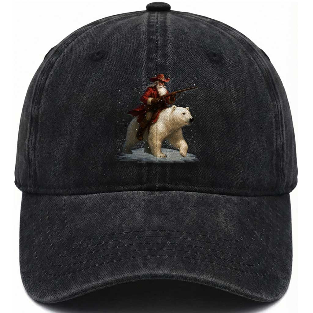 Funny Santa Gun Christmas Washed Cotton Baseball Cap