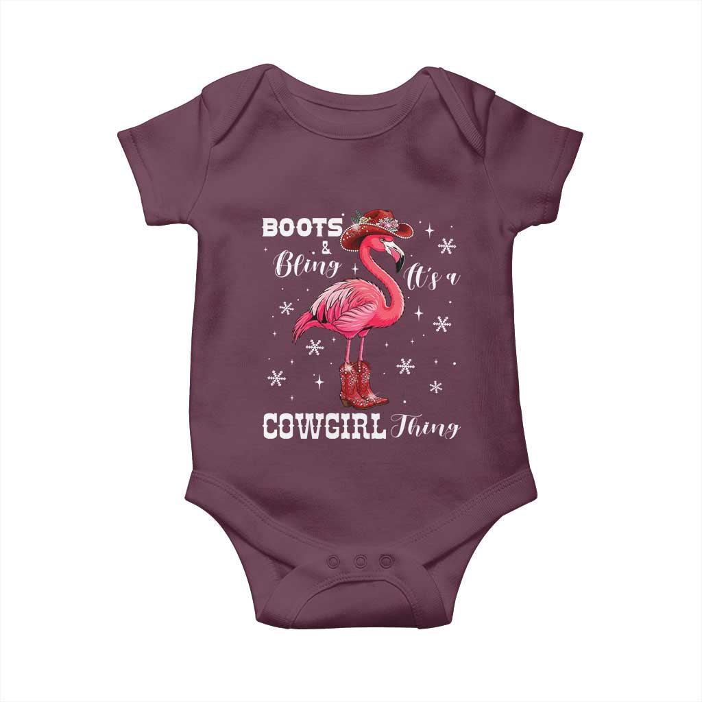 Cowboy Flamingo Baby Onesie Boots And Bling It Is A Cowgirl Thing - Wonder Print Shop