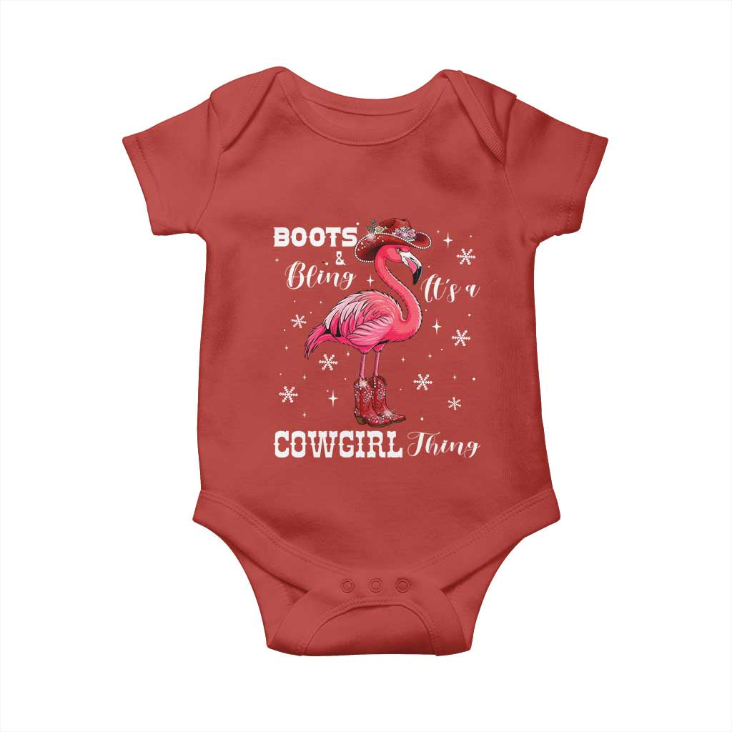 Cowboy Flamingo Baby Onesie Boots And Bling It Is A Cowgirl Thing - Wonder Print Shop