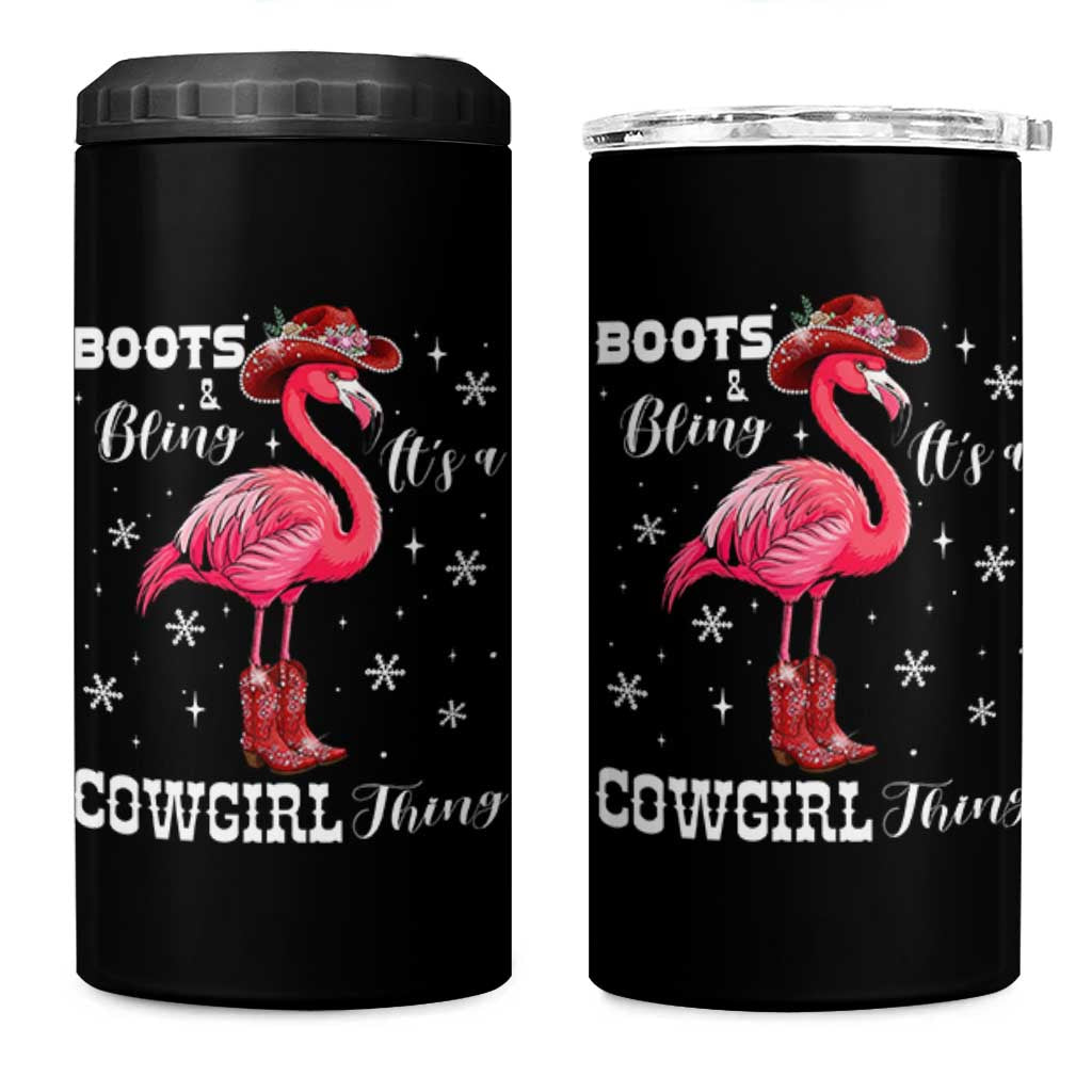 Cowboy Flamingo 4 in 1 Can Cooler Tumbler Boots And Bling It Is A Cowgirl Thing - Wonder Print Shop