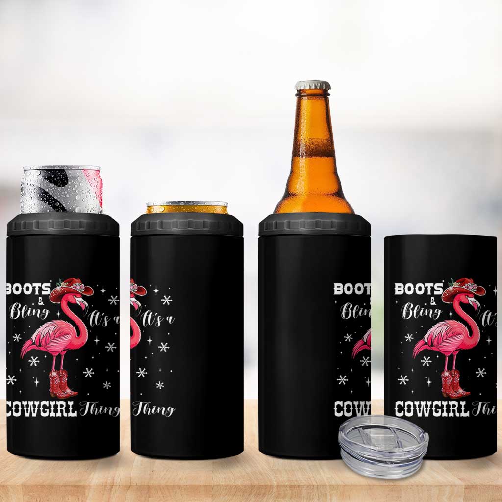 Cowboy Flamingo 4 in 1 Can Cooler Tumbler Boots And Bling It Is A Cowgirl Thing - Wonder Print Shop
