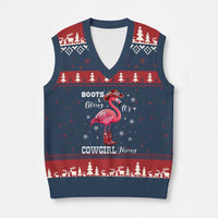 Cowboy Flamingo V-Neck Knit Sweater Vest Boots And Bling It Is A Cowgirl Thing - Wonder Print Shop