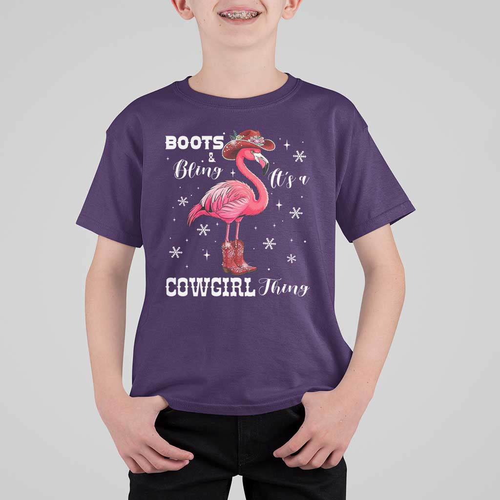 Cowboy Flamingo T Shirt For Kid Boots And Bling It Is A Cowgirl Thing - Wonder Print Shop