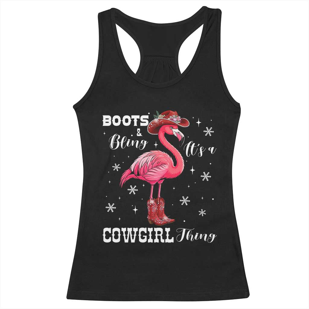 Cowboy Flamingo Racerback Tank Top Boots And Bling It Is A Cowgirl Thing - Wonder Print Shop