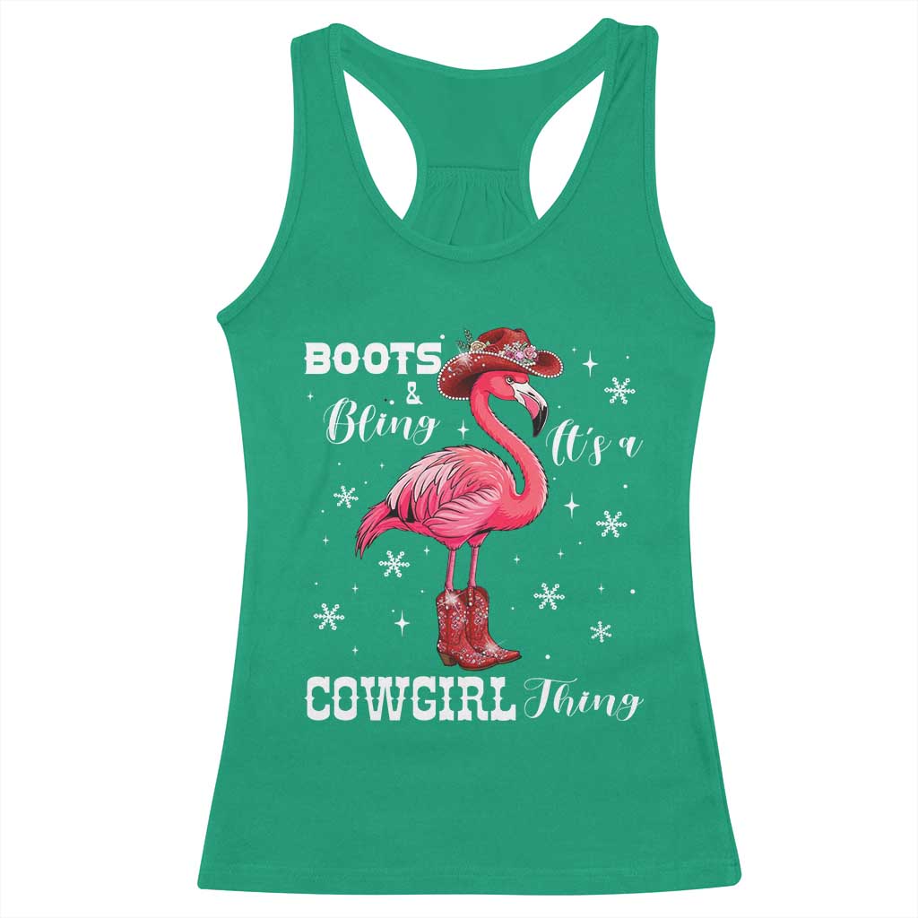 Cowboy Flamingo Racerback Tank Top Boots And Bling It Is A Cowgirl Thing - Wonder Print Shop