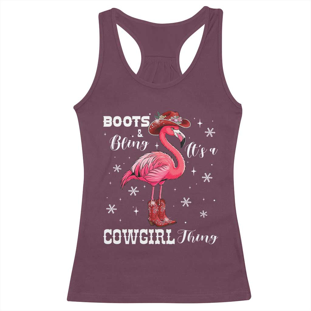 Cowboy Flamingo Racerback Tank Top Boots And Bling It Is A Cowgirl Thing - Wonder Print Shop