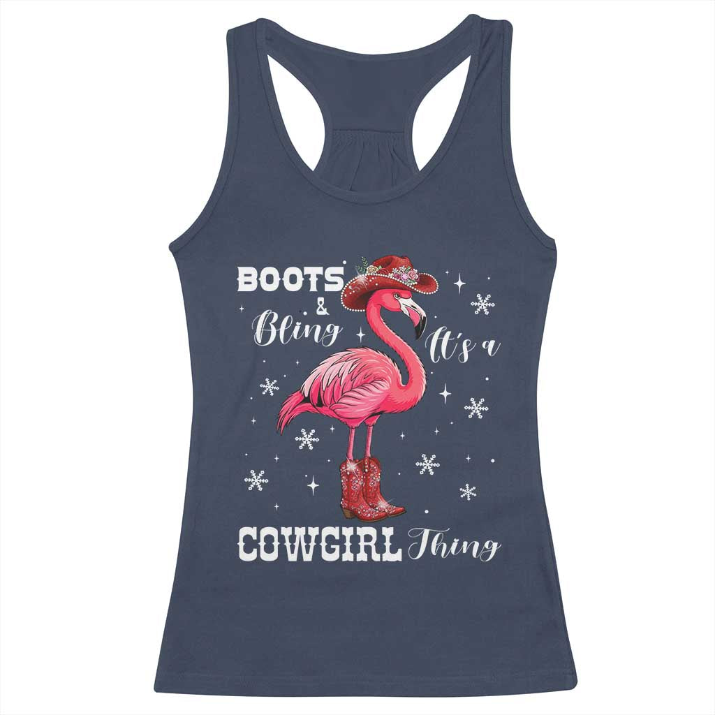 Cowboy Flamingo Racerback Tank Top Boots And Bling It Is A Cowgirl Thing - Wonder Print Shop