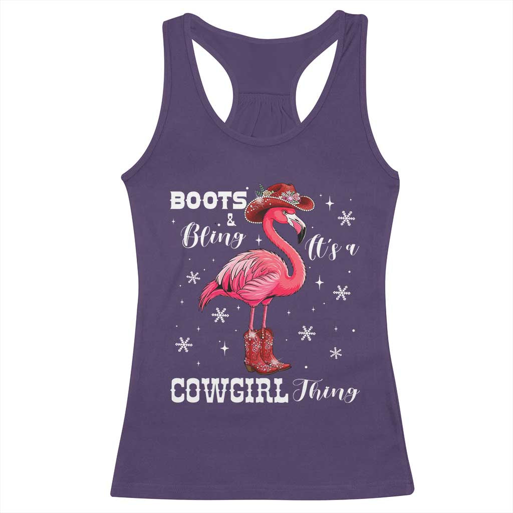 Cowboy Flamingo Racerback Tank Top Boots And Bling It Is A Cowgirl Thing - Wonder Print Shop