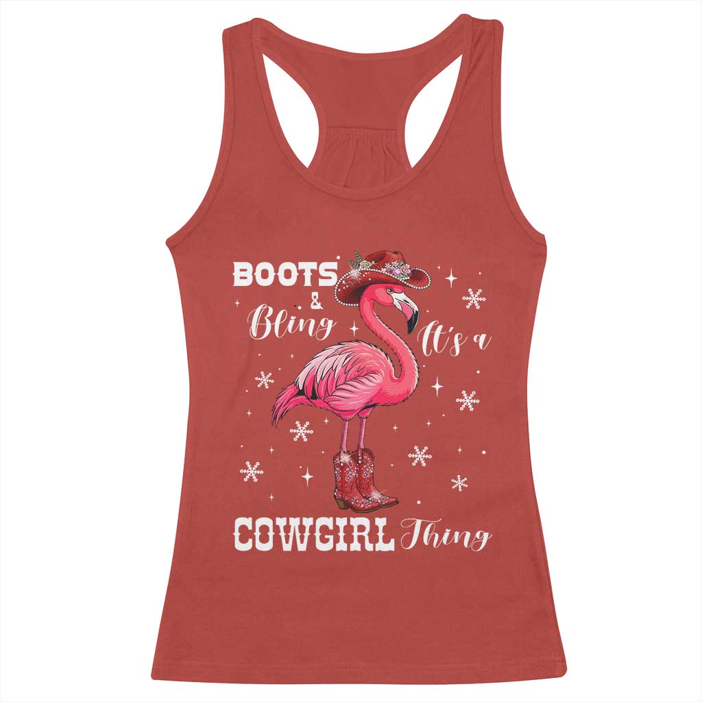 Cowboy Flamingo Racerback Tank Top Boots And Bling It Is A Cowgirl Thing - Wonder Print Shop