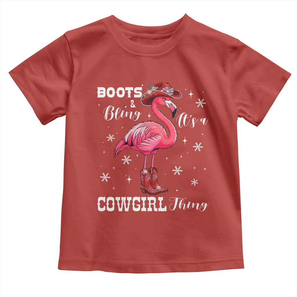 Cowboy Flamingo Toddler T Shirt Boots And Bling It Is A Cowgirl Thing - Wonder Print Shop