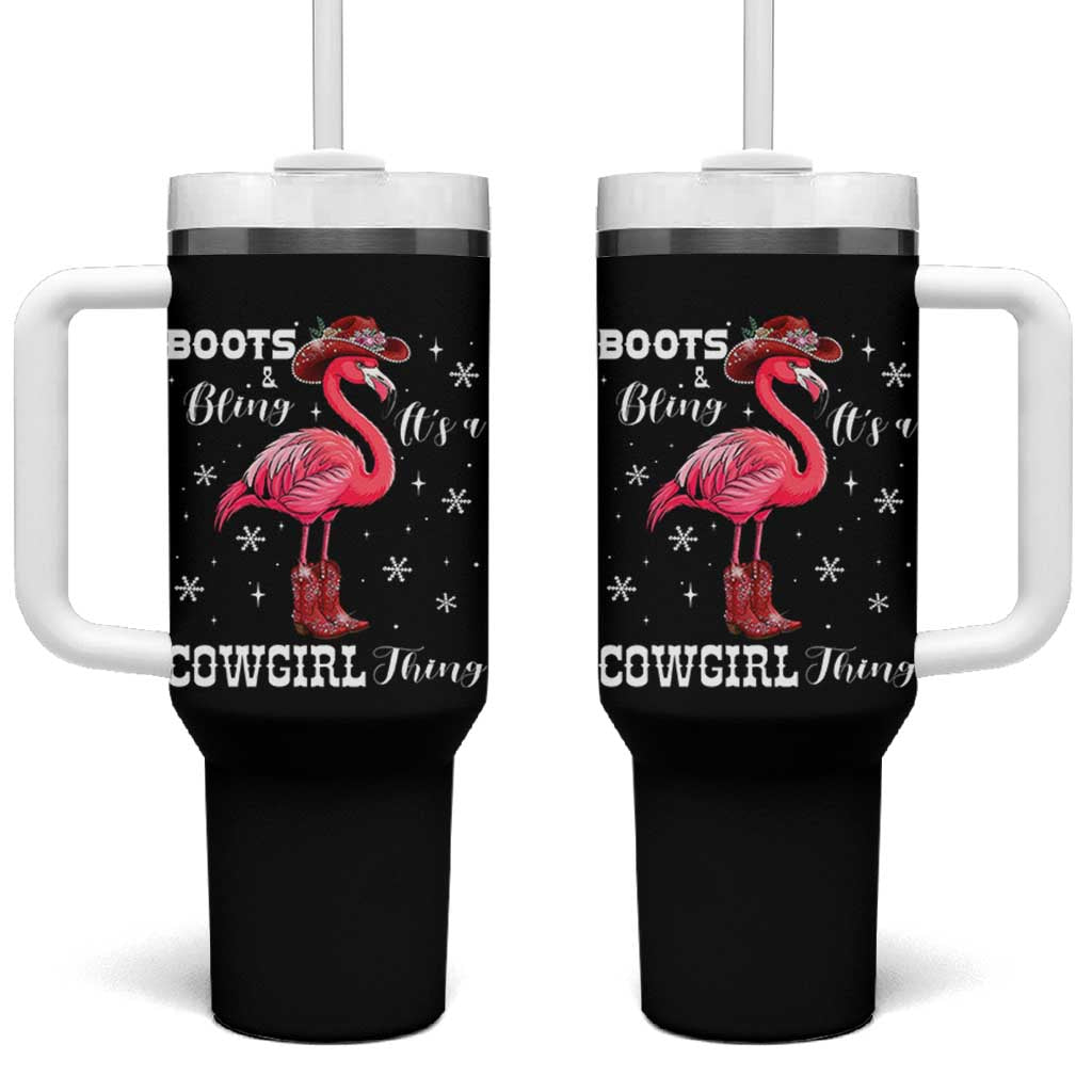 Cowboy Flamingo Tumbler With Handle Boots And Bling It Is A Cowgirl Thing - Wonder Print Shop