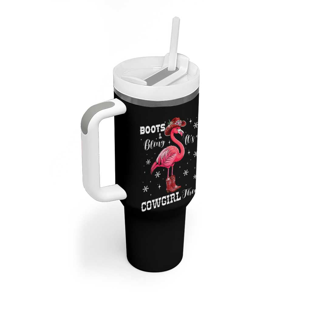 Cowboy Flamingo Tumbler With Handle Boots And Bling It Is A Cowgirl Thing - Wonder Print Shop