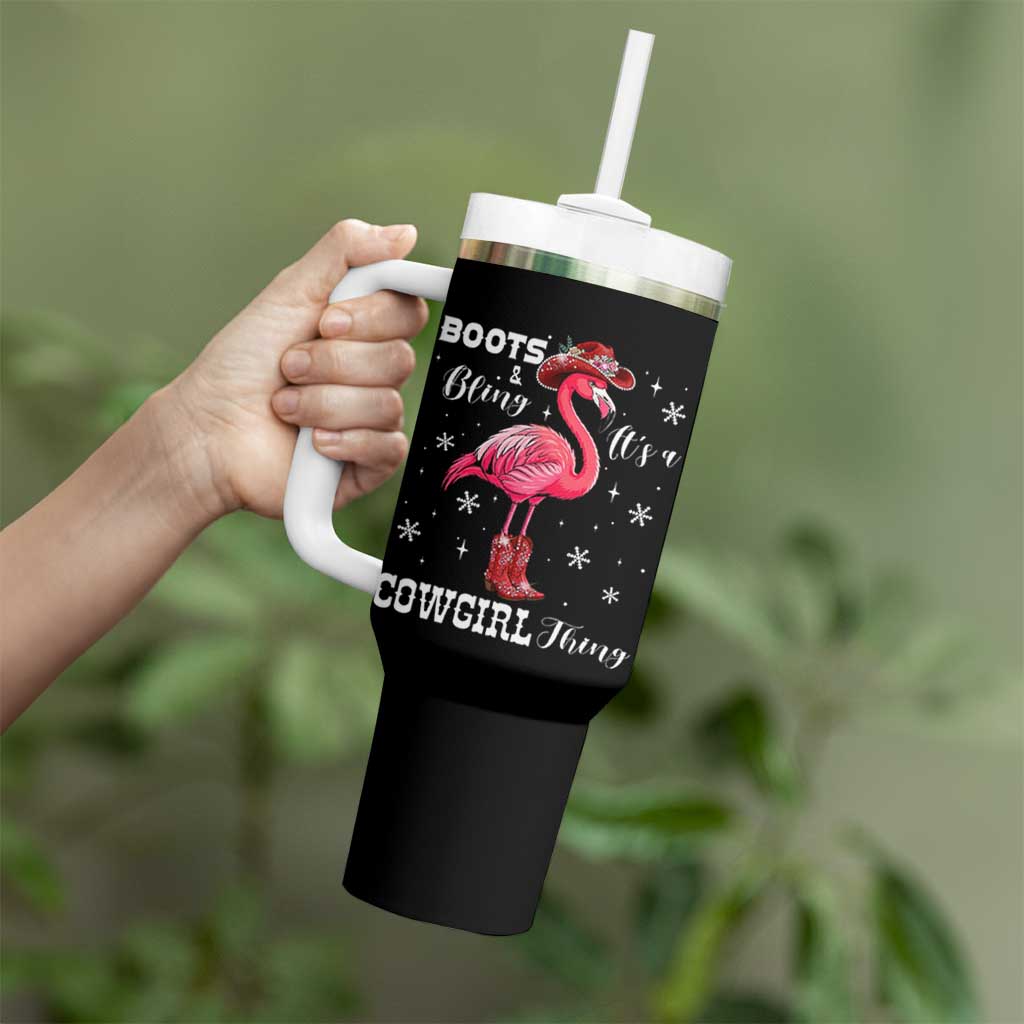 Cowboy Flamingo Tumbler With Handle Boots And Bling It Is A Cowgirl Thing - Wonder Print Shop