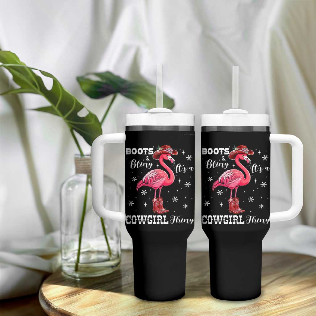 Cowboy Flamingo Tumbler With Handle Boots And Bling It Is A Cowgirl Thing - Wonder Print Shop