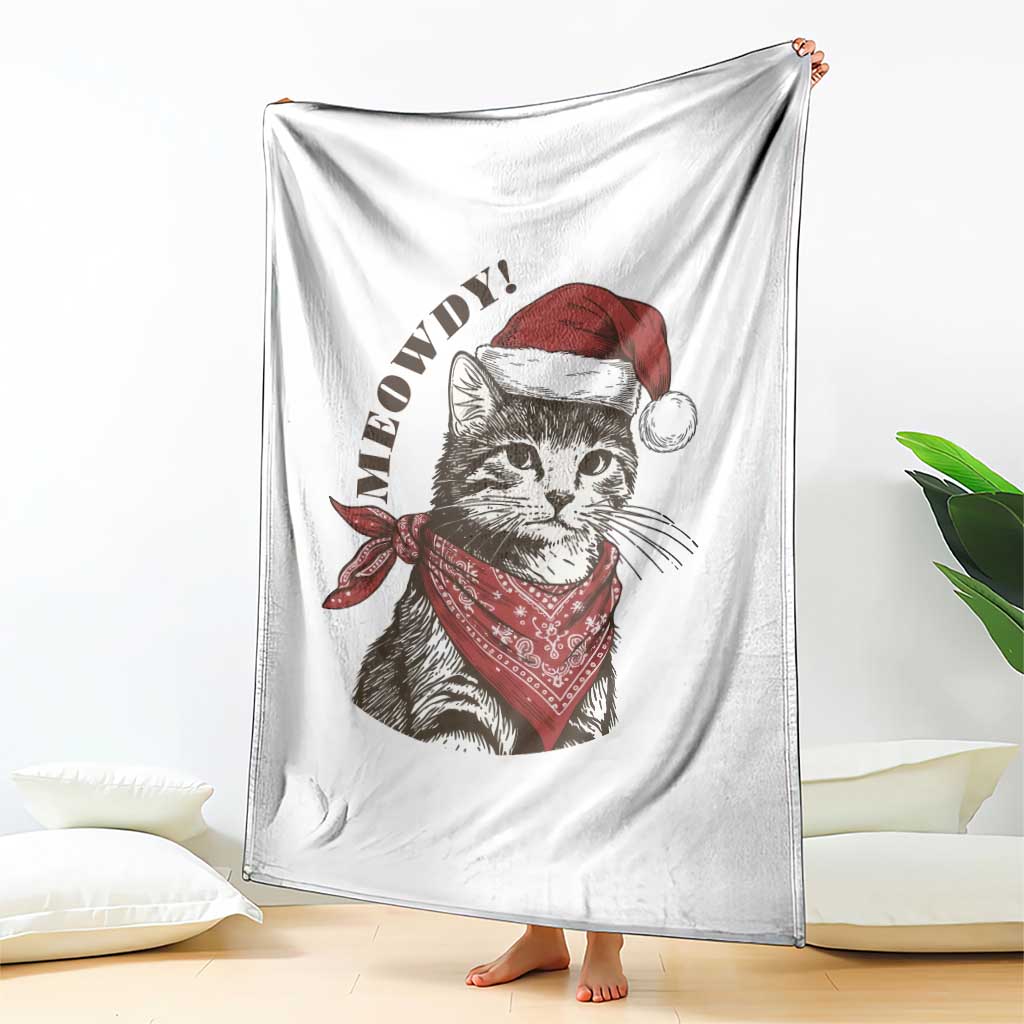 Cowboy Cat Christmas Throw Blanket Meowdy Western Rodeo - Wonder Print Shop