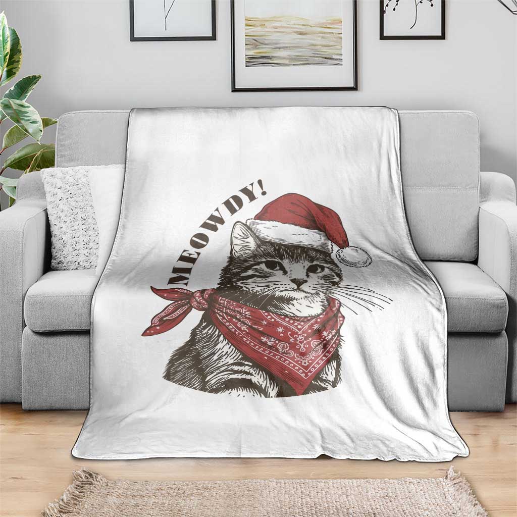 Cowboy Cat Christmas Throw Blanket Meowdy Western Rodeo - Wonder Print Shop