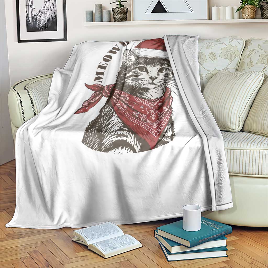 Cowboy Cat Christmas Throw Blanket Meowdy Western Rodeo - Wonder Print Shop