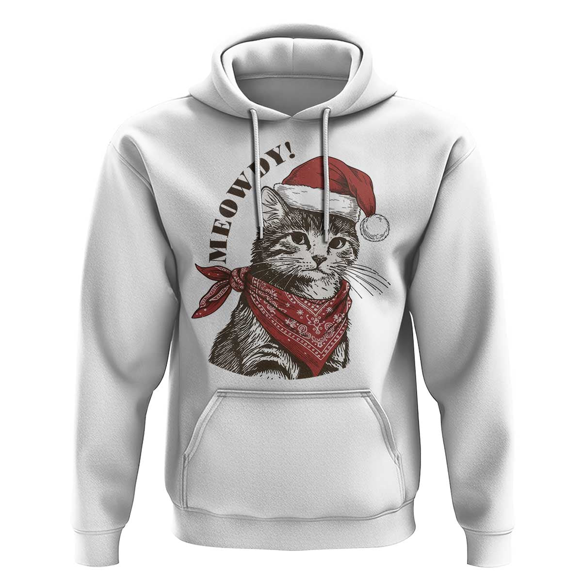 Cowboy Cat Christmas Hoodie Meowdy Western Rodeo - Wonder Print Shop