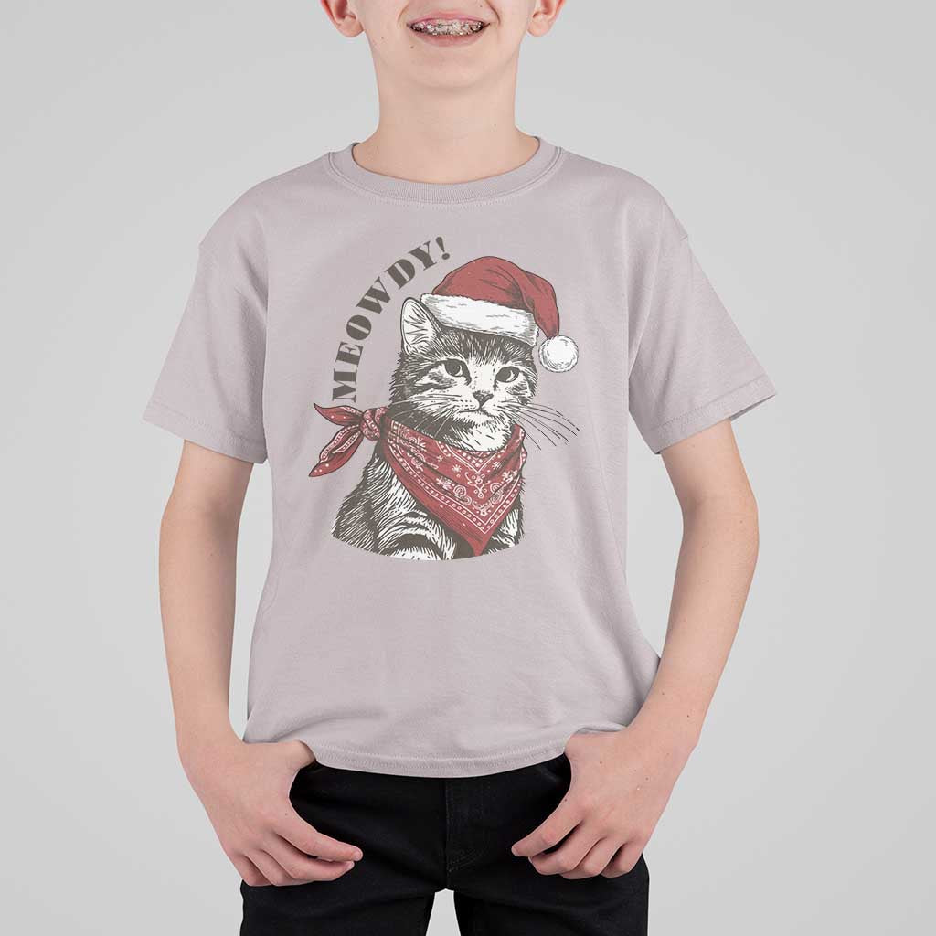 Cowboy Cat Christmas T Shirt For Kid Meowdy Western Rodeo - Wonder Print Shop