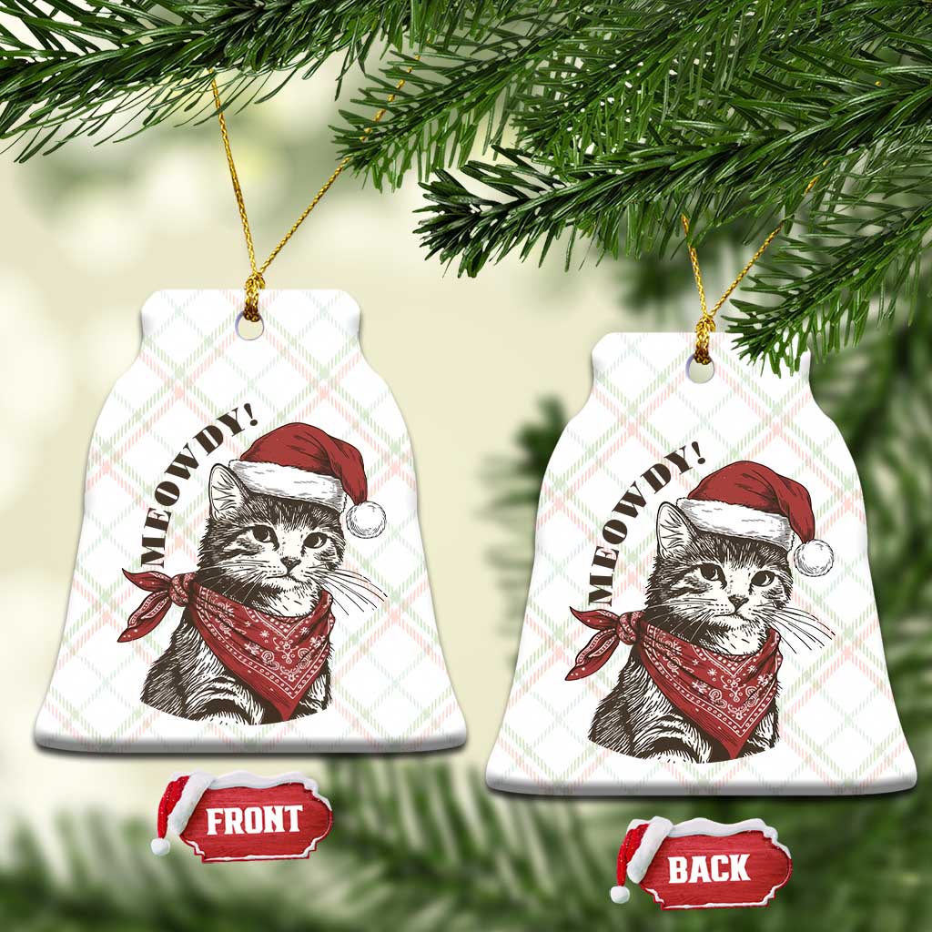 Cowboy Cat Christmas Ceramic Ornament Meowdy Western Rodeo - Wonder Print Shop