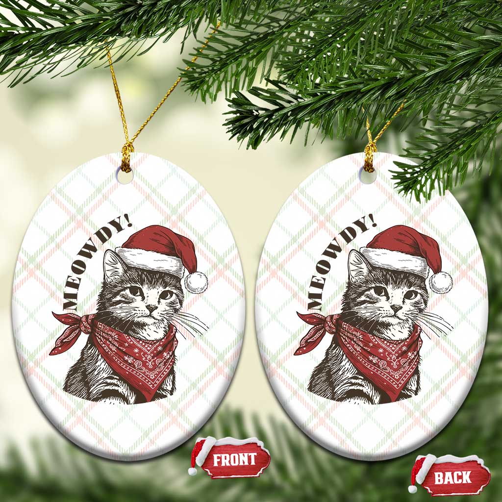 Cowboy Cat Christmas Ceramic Ornament Meowdy Western Rodeo - Wonder Print Shop